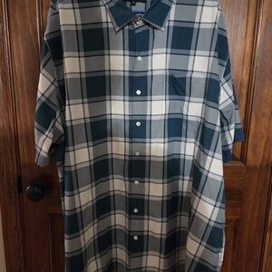 Men's Casual Plaid Button-Down Shirt - Green and Gray